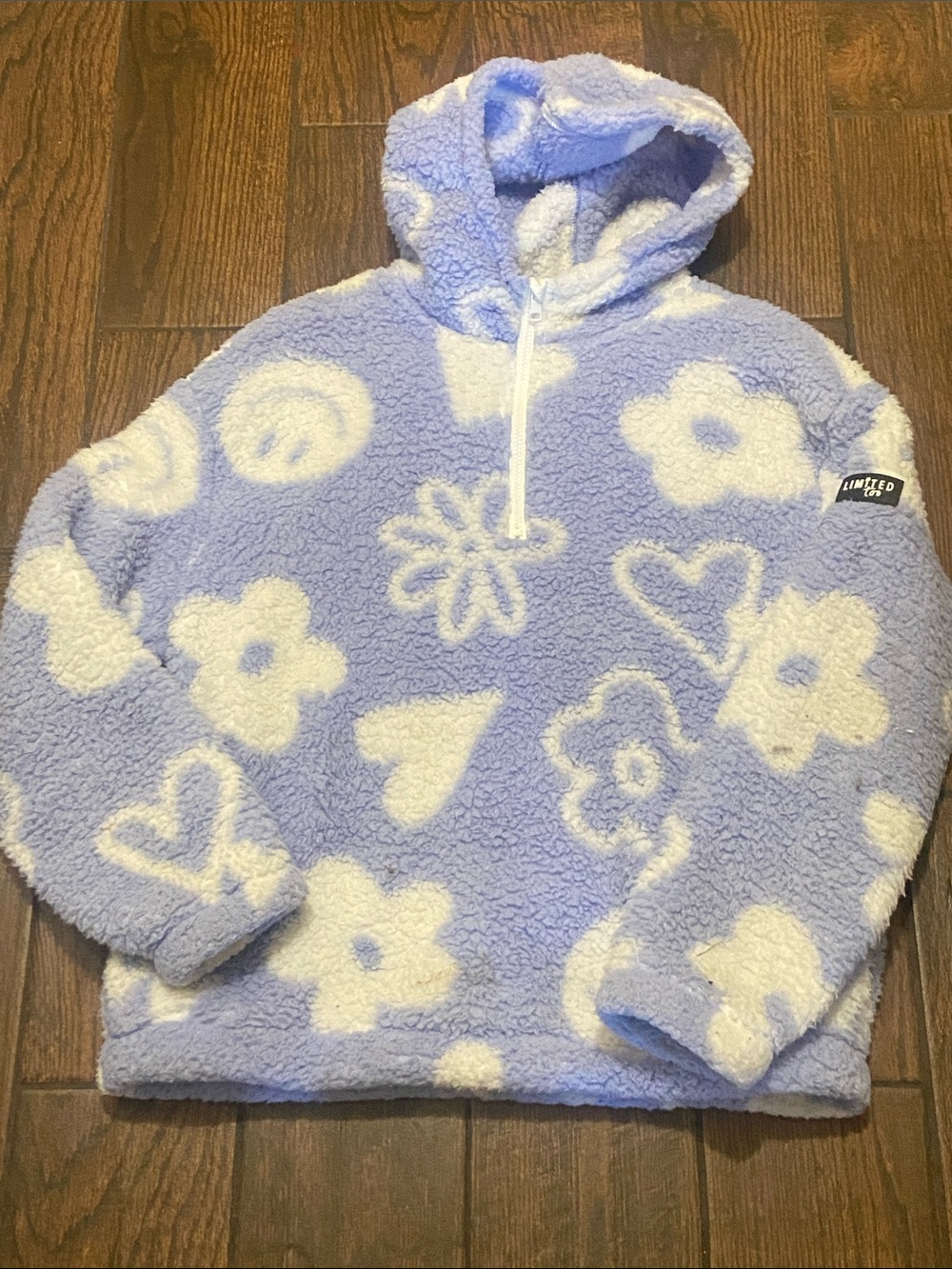 Limited Too Lavender Fuzzy Hoodie with White Trim Junior Size M